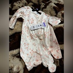 Lot of 4 baby girl footed PJs